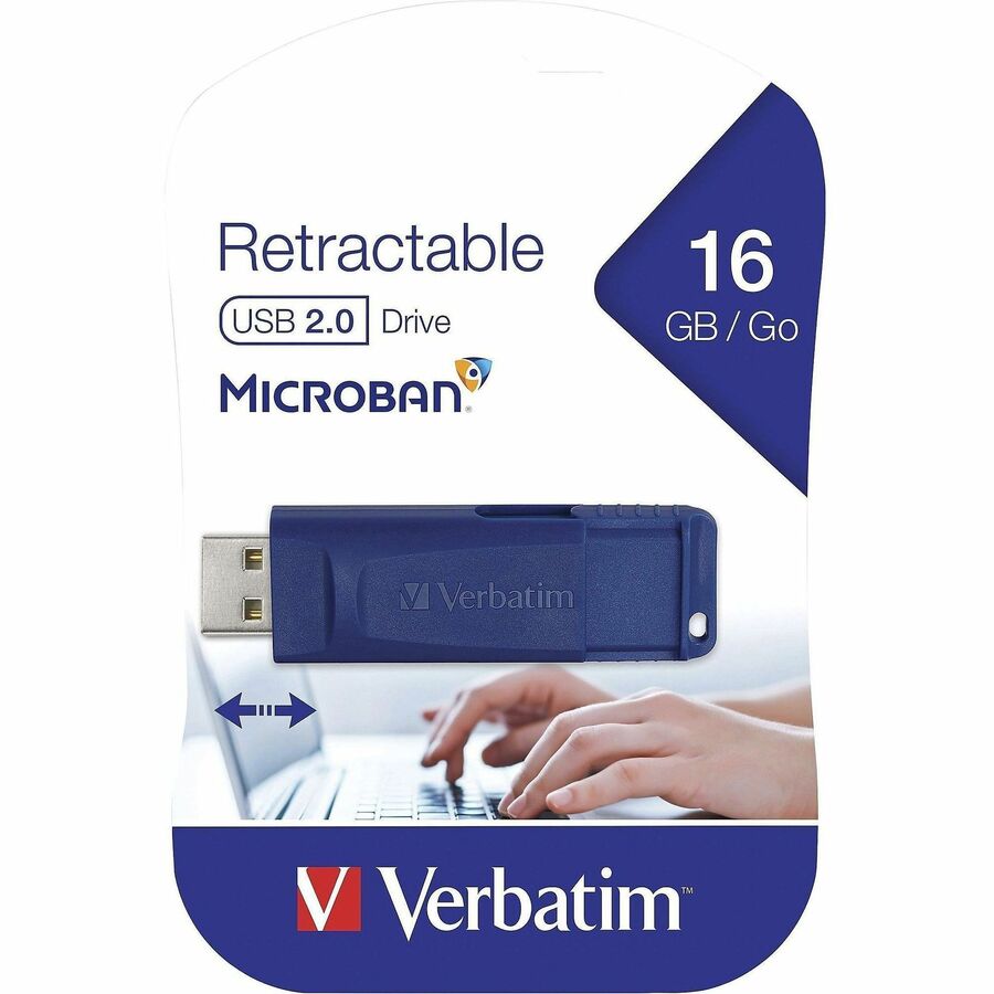 Verbatim 16GB USB Flash Drives - 16 GB - USB - Blue - 4 / Carton
