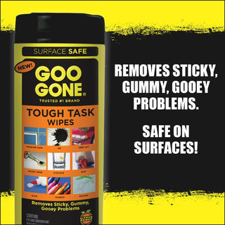 Goo Gone Tough Task Wipes - 24 / Canister - 4 / Carton - Disposable, Non-abrasive - White