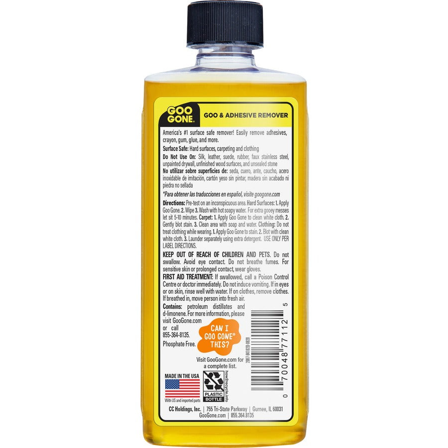 Goo Gone Gum/Glue Remover - For Multipurpose - 8 fl oz (0.3 quart) - Citrus Scent - 12 / Carton - Easy to Use - Orange