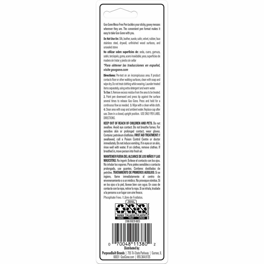 Goo Gone Mess-free Pen - For Multipurpose - 0.34 fl oz - Spill Proof, Unbreakable, Compact, Mess-free, Long Lasting - 12 / Carton - Black, Orange