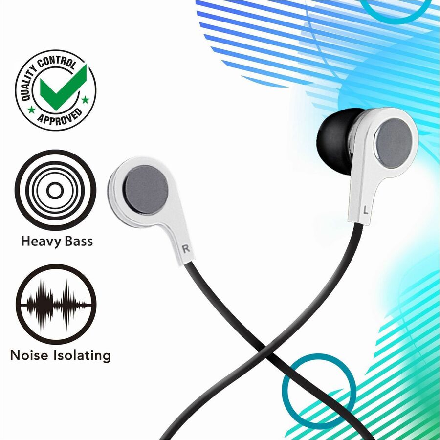 B-13 Bass Earbuds with Microphone, 52" Cord, White