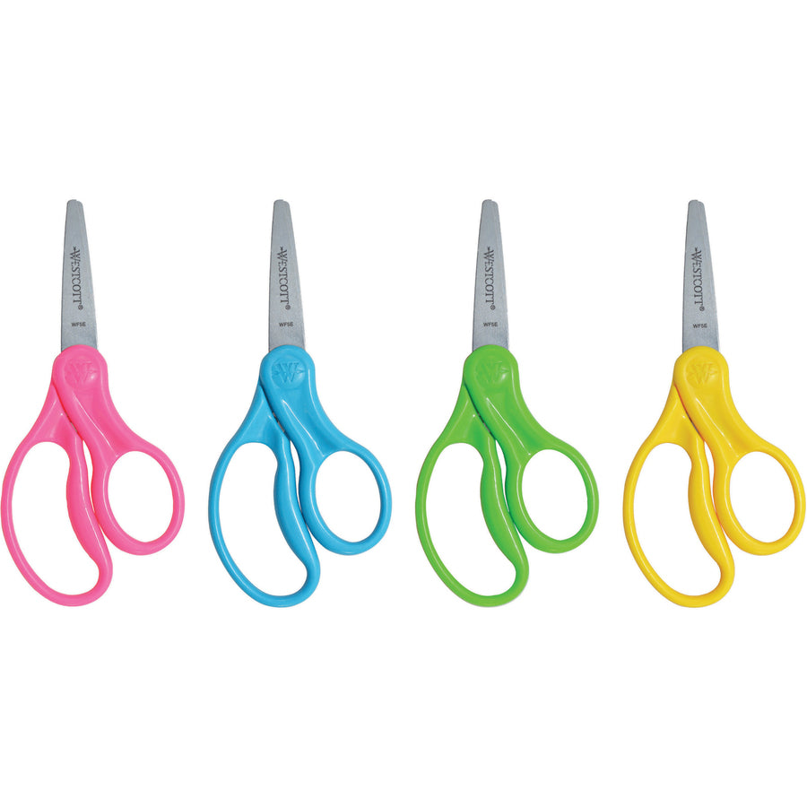 westcott-5-pointed-kid-scissors-5-overall-length-stainless-steel-pointed-tip-assorted-30-pack_acm16657 - 2