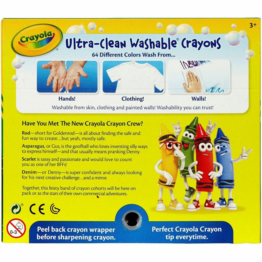 Crayola Washable Crayons - Assorted - 64 / Pack