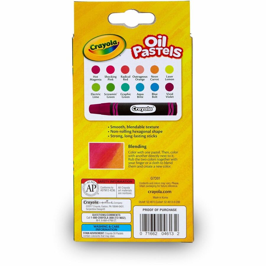 Neon Oil Pastels, 12 Assorted Colors, 12/Pack