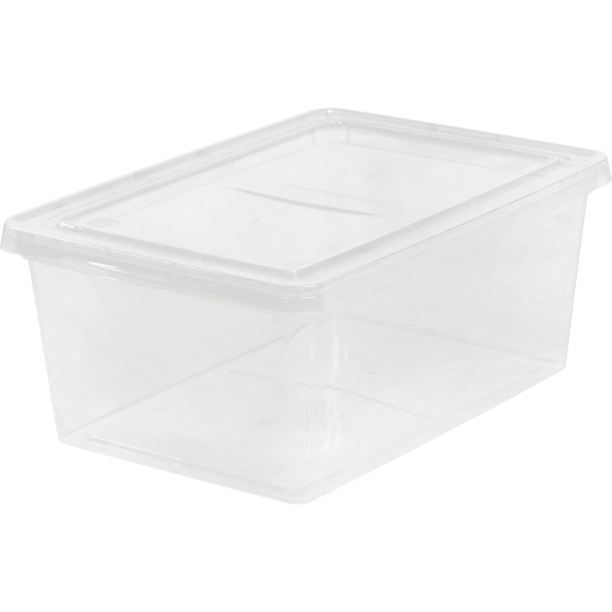 iris-17-quart-storage-box-external-dimensions-175-length-x-12-width-x-175-depth-x-7-height-425-gal-snap-in-lid-closure-stackable-plastic-clear-for-scissors-notebook-office-supplies-sweater-purse-towel-stapler-1-each_irs200410 - 1