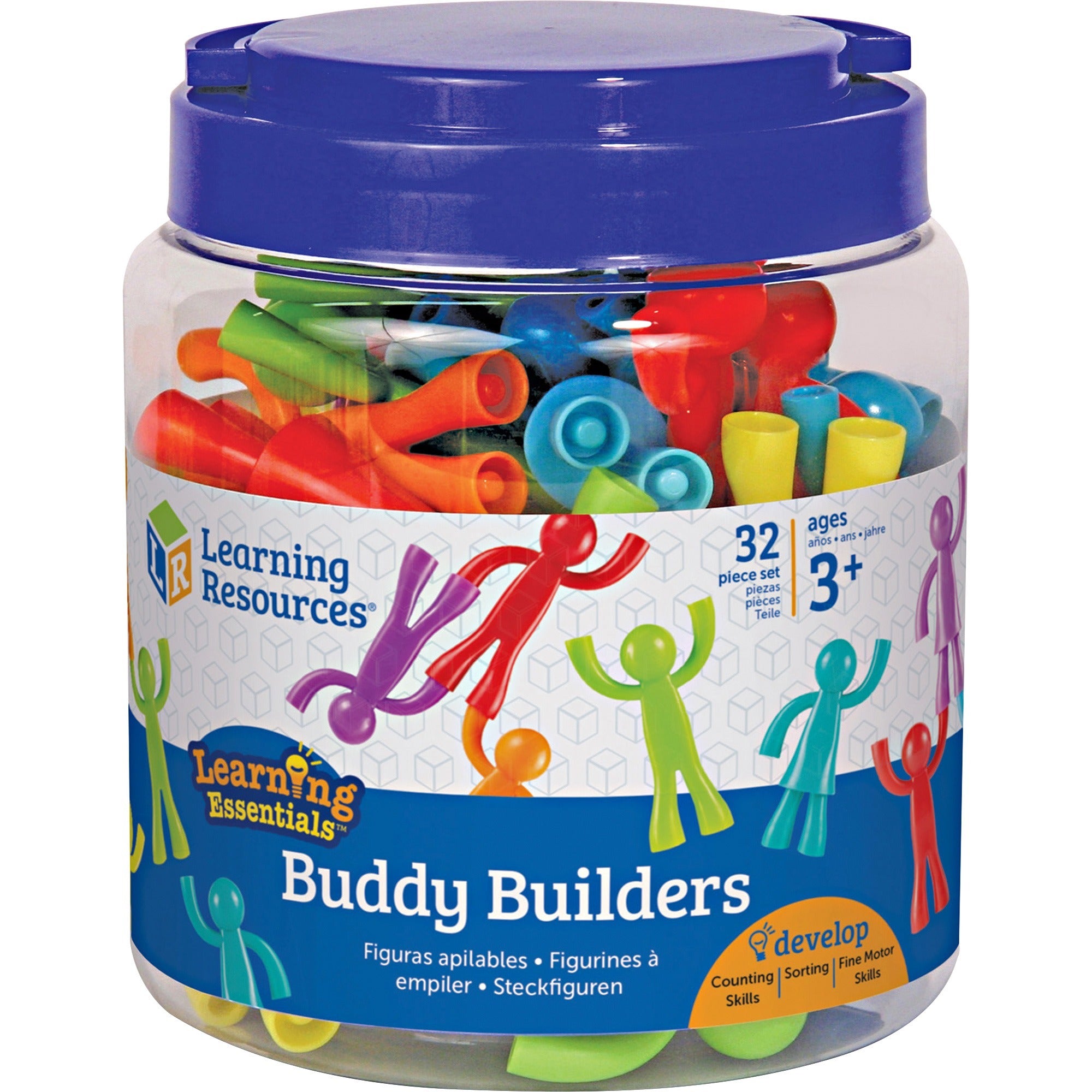 learning-resources-ages-3+-buddy-builders-set-skill-learning-eye-hand-coordination-motor-skills-visual-imagination-counting-sorting-color-matching-problem-solving-educational-grasping-motor-planning-3-year-&-up-32-pieces-multi_lrnler1081 - 1