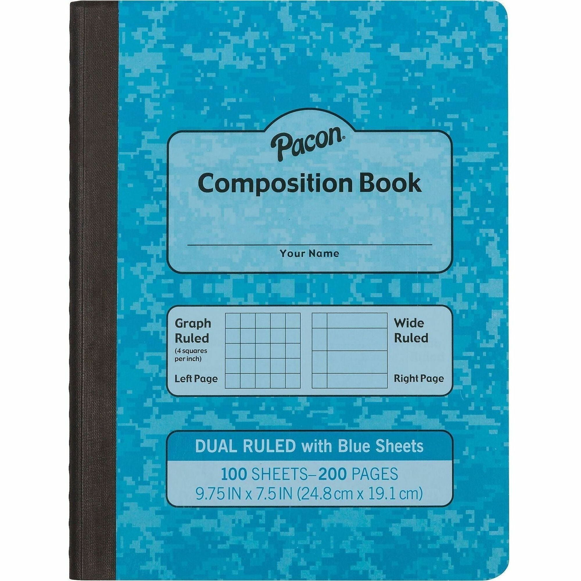 Composition Book, Narrow Rule, Blue Cover, (200) 9.75 x 7.5 Sheets