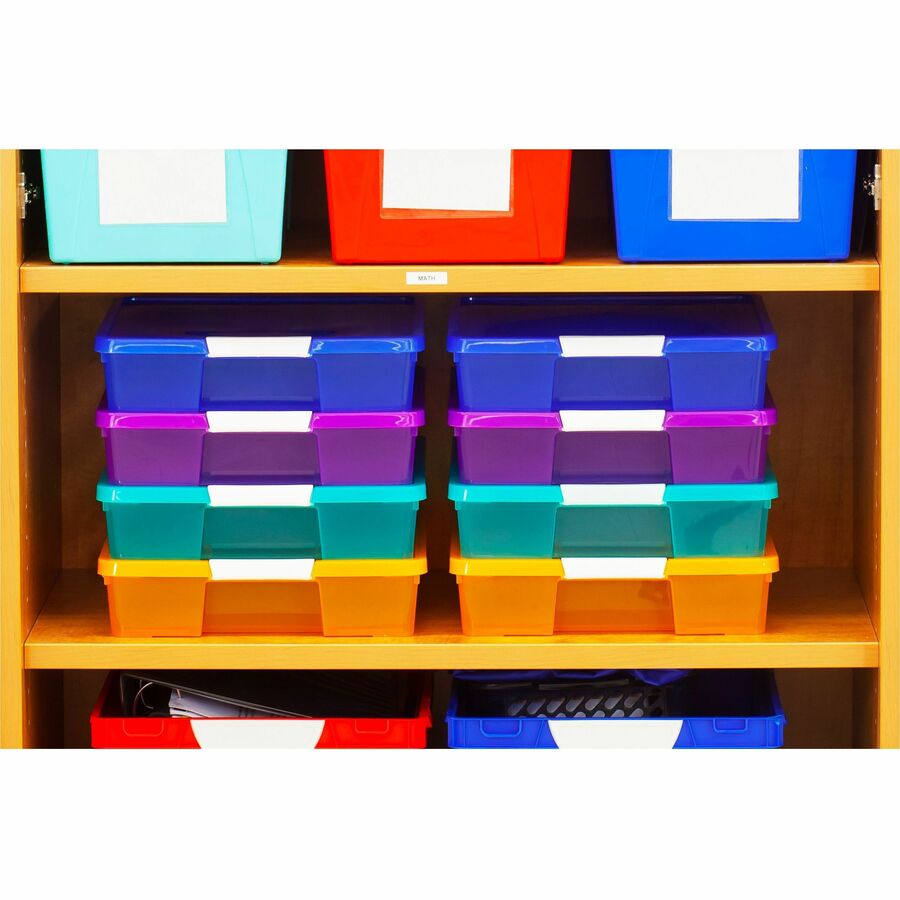 Storex Stackable Craft Box - 3" Height x 14" Width14" Length - Stackable - Assorted Bright - 5 / Carton