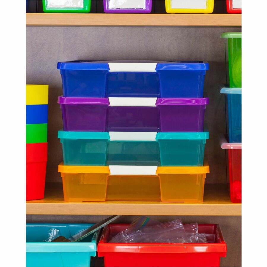 Storex Stackable Craft Box - 3" Height x 14" Width14" Length - Stackable - Assorted Bright - 5 / Carton