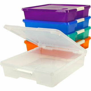 Storex Stackable Craft Box - 3" Height x 14" Width14" Length - Stackable - Assorted Bright - 5 / Carton