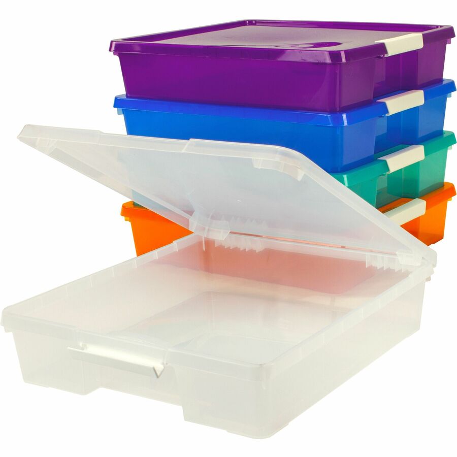 Storex Stackable Craft Box - 3" Height x 14" Width14" Length - Stackable - Assorted Bright - 5 / Carton