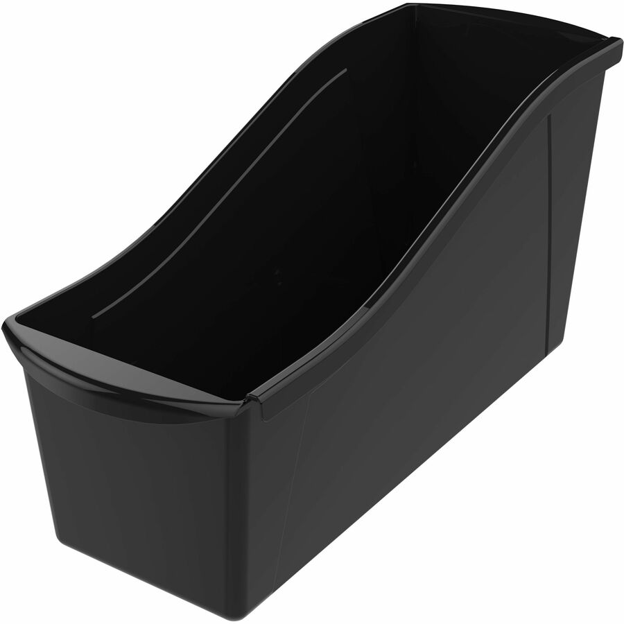 Storex Book Bins - 7" Height x 5.3" Width14.3" Length - Sturdy - Black - Plastic - 6 / Carton
