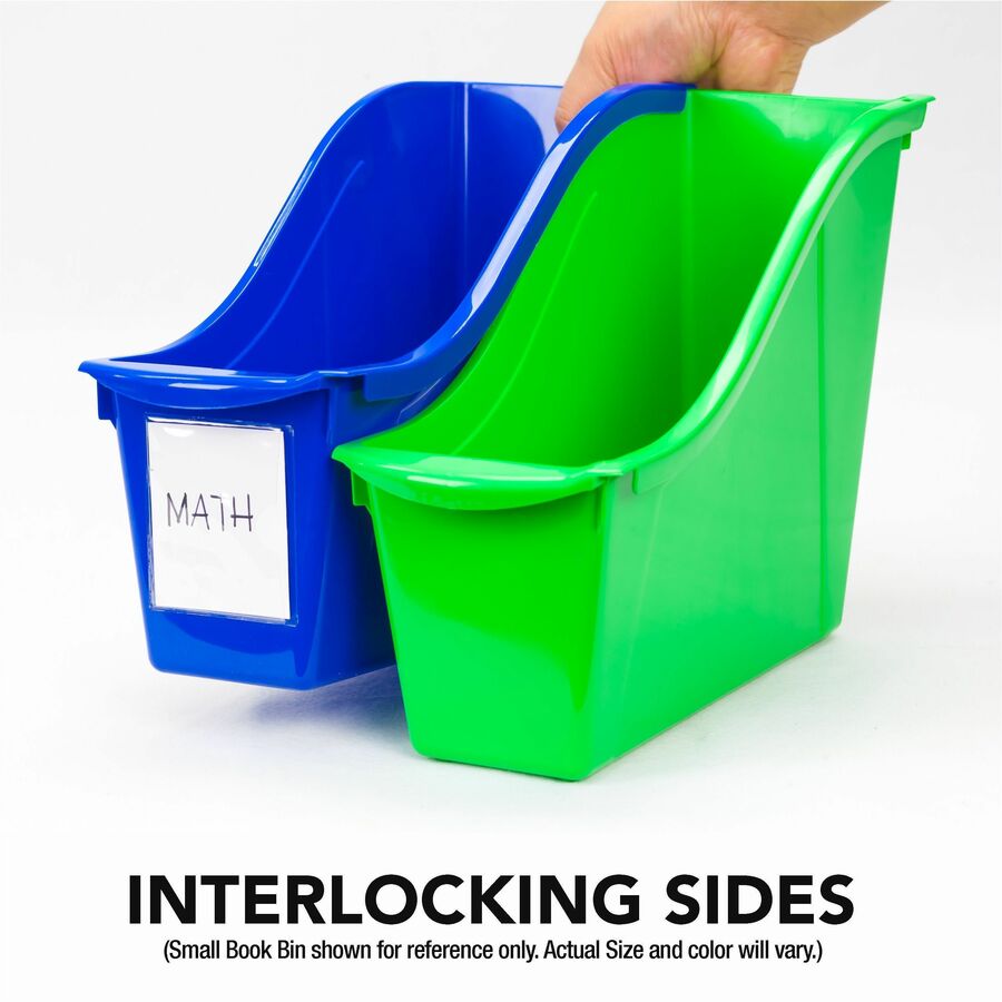 Storex Book Bins - 7" Height x 5.3" Width14.3" Length - Sturdy - Black - Plastic - 6 / Carton