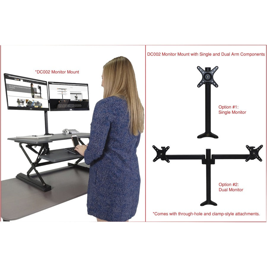 High Rise Height Adjustable Standing Desk with Keyboard Tray, 36" x 31.25" x 5.25" to 20", Gray/Black