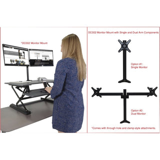 High Rise Height Adjustable Standing Desk with Keyboard Tray, 36" x 31.25" x 5.25" to 20", Gray/Black