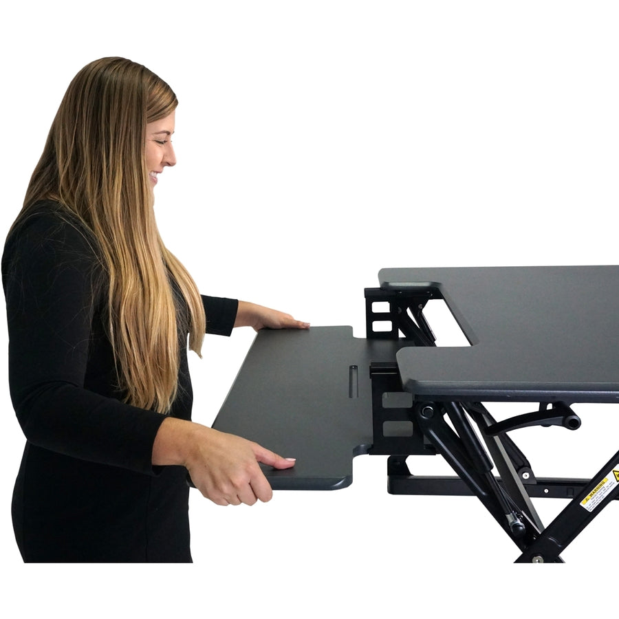 High Rise Height Adjustable Standing Desk with Keyboard Tray, 36" x 31.25" x 5.25" to 20", Gray/Black