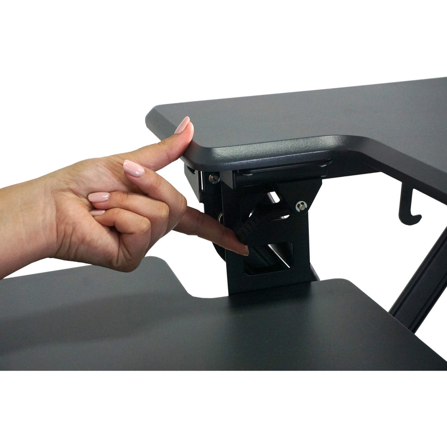 High Rise Height Adjustable Standing Desk with Keyboard Tray, 36" x 31.25" x 5.25" to 20", Gray/Black