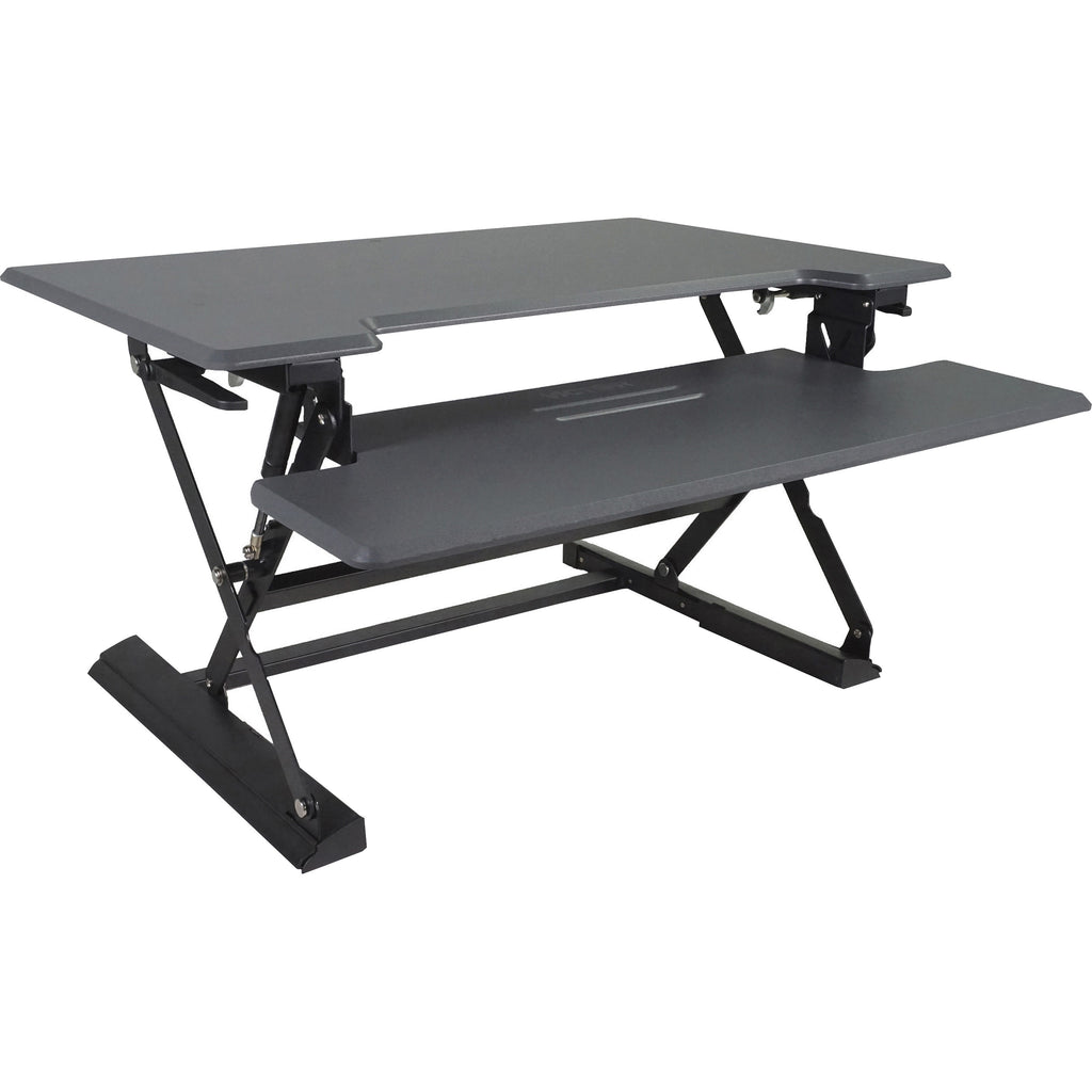 High Rise Height Adjustable Standing Desk with Keyboard Tray, 36" x 31.25" x 5.25" to 20", Gray/Black