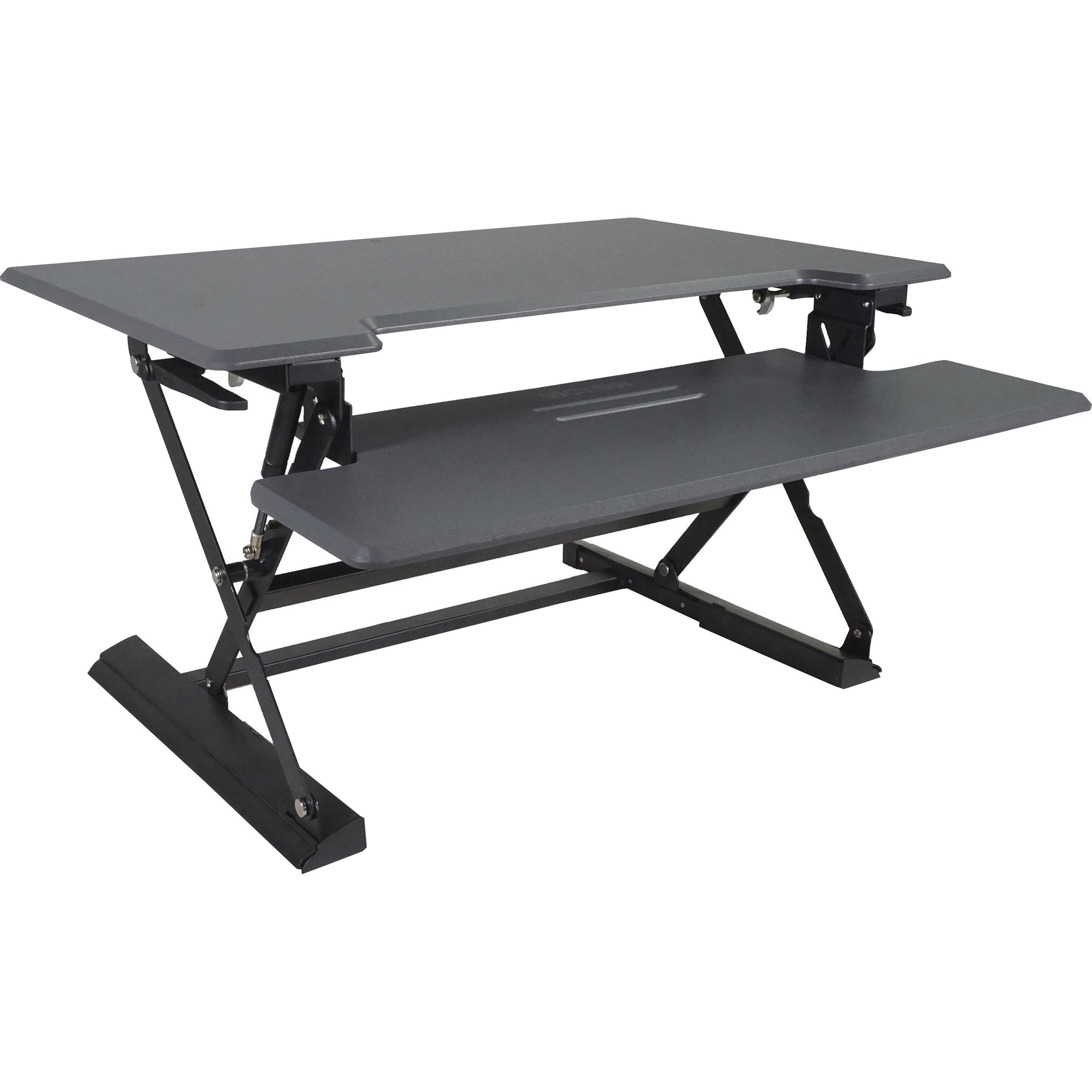 High Rise Height Adjustable Standing Desk with Keyboard Tray, 36" x 31.25" x 5.25" to 20", Gray/Black