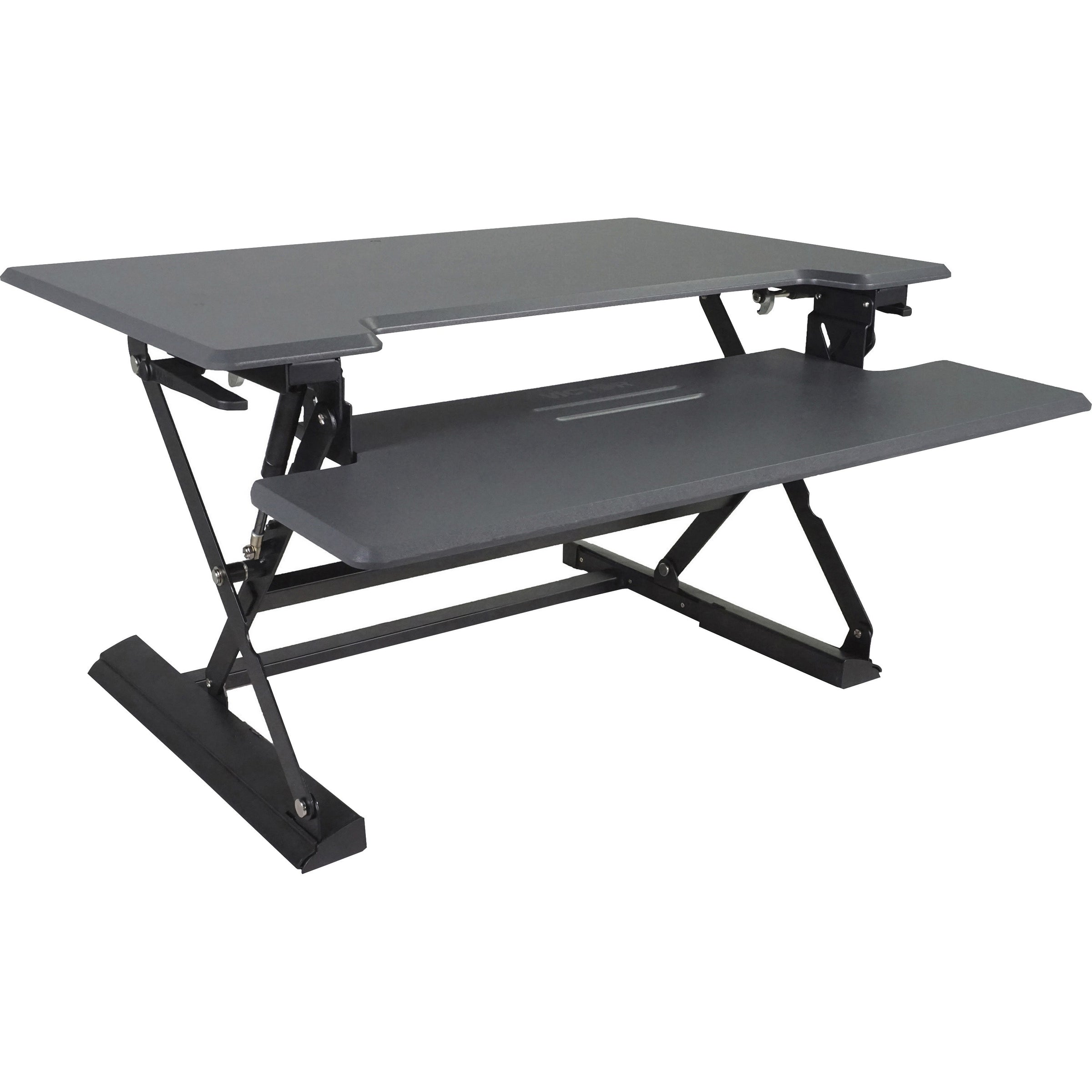 High Rise Height Adjustable Standing Desk with Keyboard Tray, 36" x 31.25" x 5.25" to 20", Gray/Black