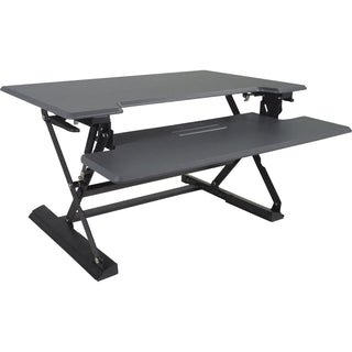 High Rise Height Adjustable Standing Desk with Keyboard Tray, 36" x 31.25" x 5.25" to 20", Gray/Black