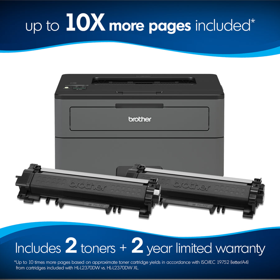 HLL2370DWXL XL Extended Print Monochrome Compact Laser Printer with Up to 2-Years of Toner In-Box