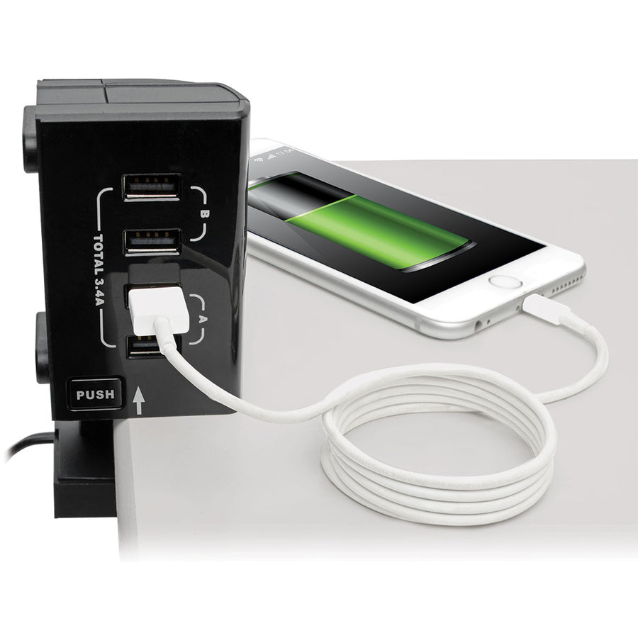 Tripp Lite by Eaton Protect It! 6-Outlet Surge Protector 4 USB Ports 6 ft. Cord 1080 Joules Diagnostic LED Black Housing - 6 x NEMA 5-15R, 4 x USB - 1800 VA - 1080 J - 120 V AC Input