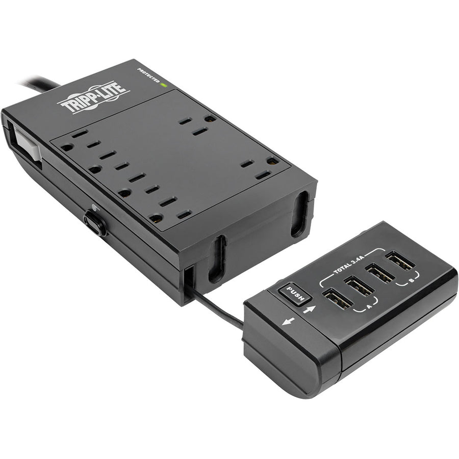 tripp-lite-by-eaton-protect-it!-6-outlet-surge-protector-4-usb-ports-6-ft-cord-1080-joules-diagnostic-led-black-housing-6-x-nema-5-15r-4-x-usb-1800-va-1080-j-120-v-ac-input_trptlp66usbr - 4