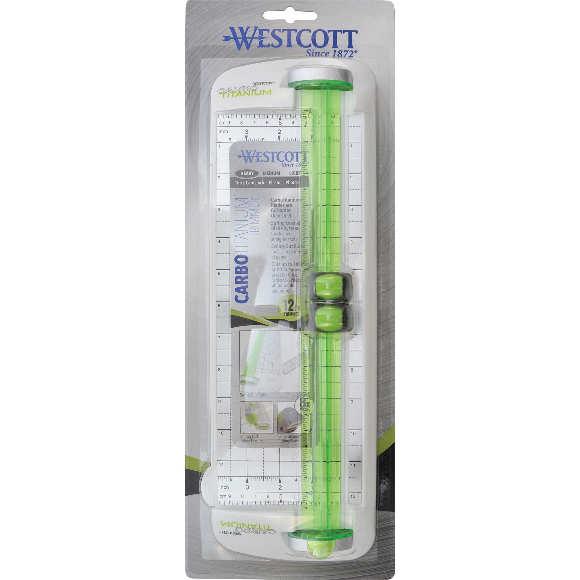 westcott-carbo-titanium-bonded-narrow-trimmer-12-16682-carbotitanium-blade-12-cutting-length-spring-loaded-blade-white-green-194-length-1-each_acm16682 - 1
