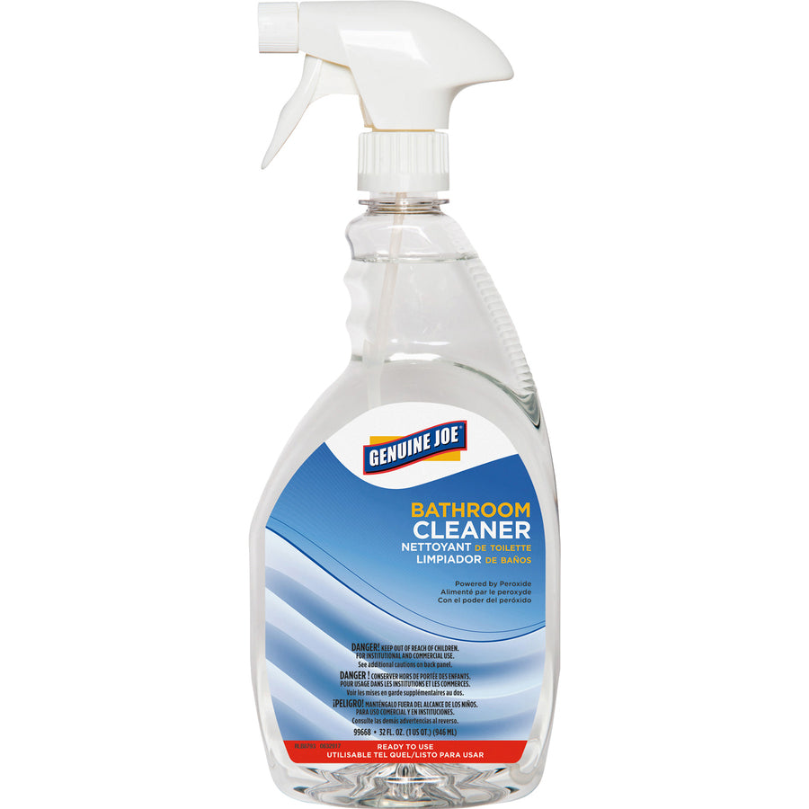 Genuine Joe Peroxide-Powered Bathroom Cleaner - Ready-To-Use - 32 fl oz (1 quart) - 6 / Carton - Clear - 2