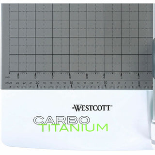 Westcott CarboTitanium Rotary Trimmer - CarboTitanium Blade - 12" Cutting Length - Multi-position Push Button - White, Green - 19.3" Length - 1 Each