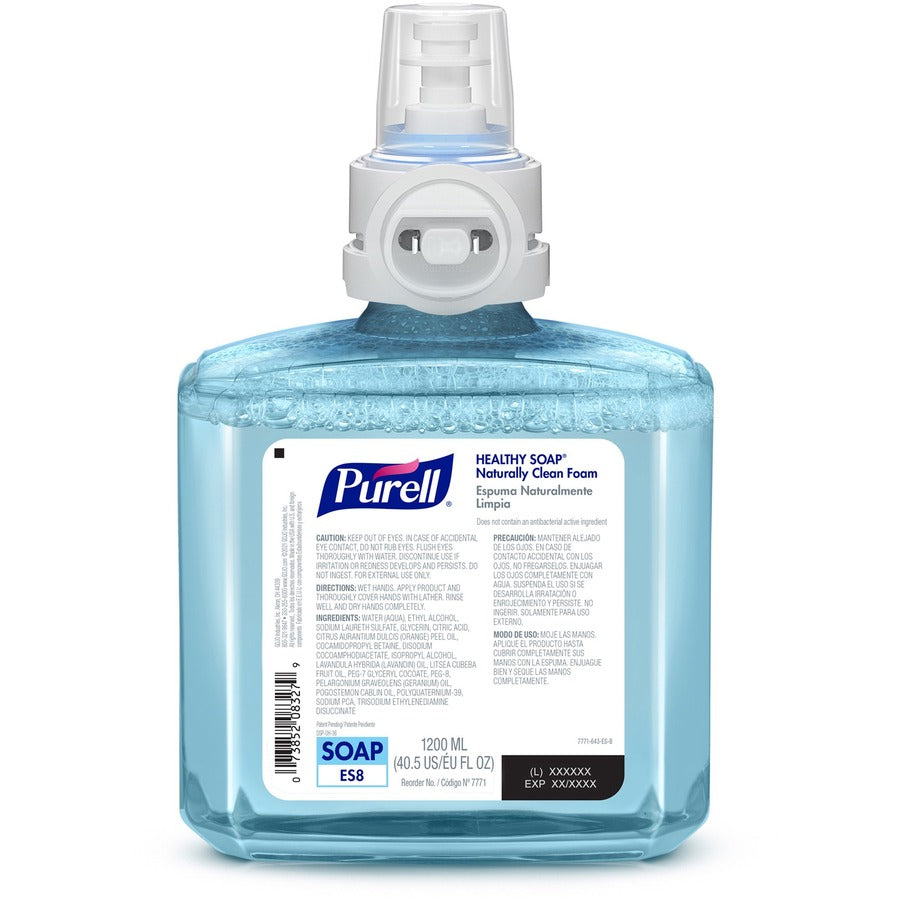 PURELL ES8 CRT HEALTHY SOAP Naturally Clean Foam - 40.6 fl oz (1200 mL) - Dirt Remover, Kill Germs - Skin - Blue - Preservative-free, Paraben-free, Phthalate-free, Dye-free, Bio-based - 2 / Carton