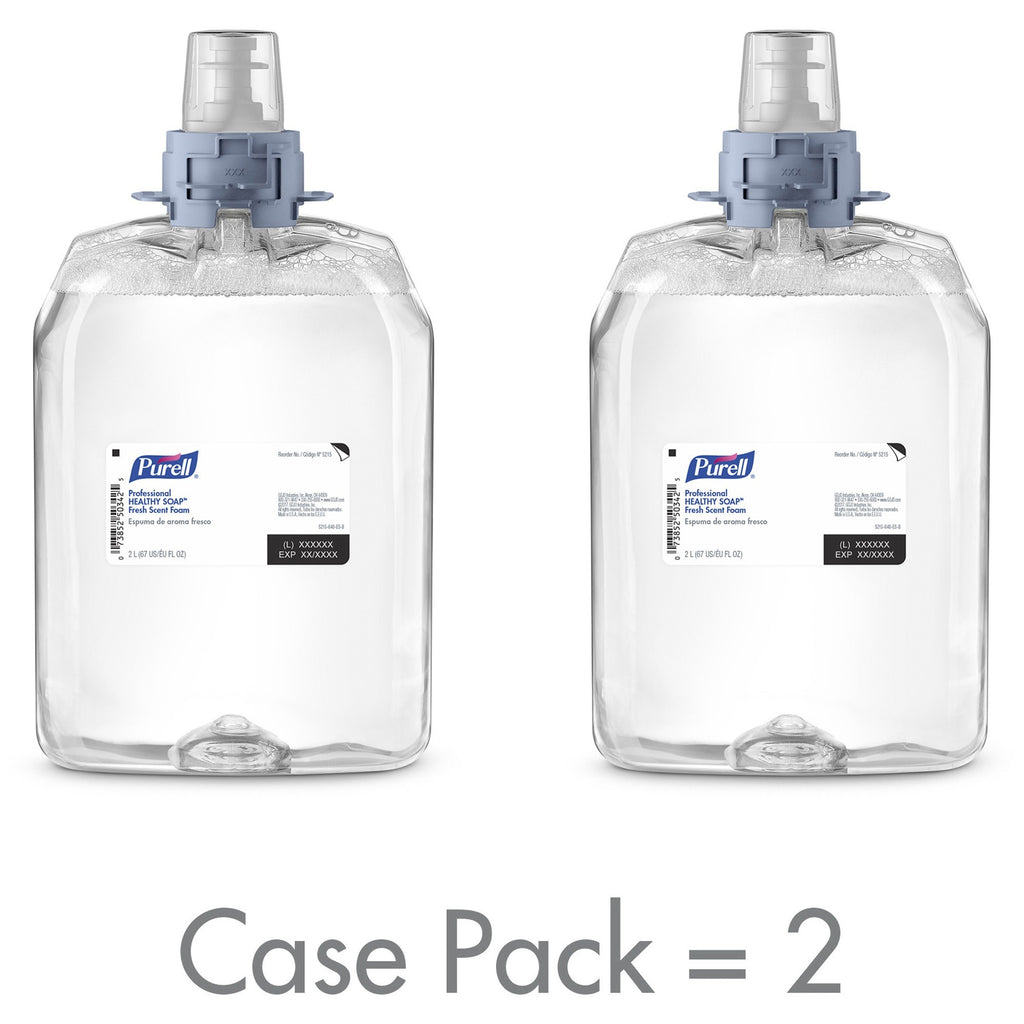 PURELL FMX-20 HEALTHY SOAP Fresh Scent Foam - Fresh ScentFor - 67.6 fl oz (2 L) - Dirt Remover, Kill Germs - Hand, Skin - Moisturizing - Clear - Dye-free, Pleasant Scent, Bio-based, Phthalate-free, Paraben-free, Triclosan-free - 2 / Carton