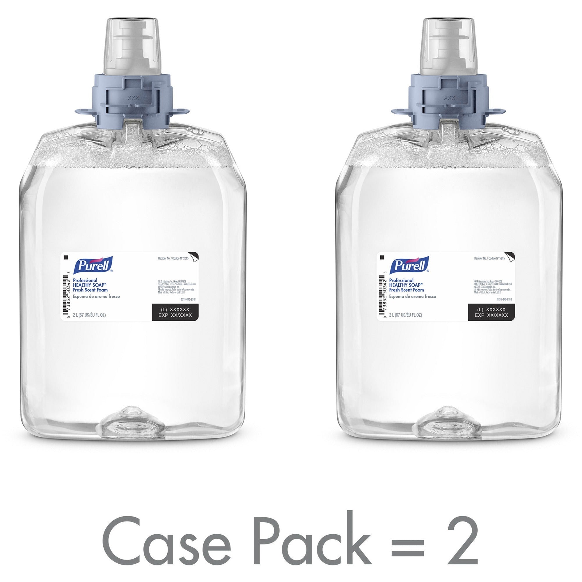 PURELL FMX-20 HEALTHY SOAP Fresh Scent Foam - Fresh ScentFor - 67.6 fl oz (2 L) - Dirt Remover, Kill Germs - Hand, Skin - Moisturizing - Clear - Dye-free, Pleasant Scent, Bio-based, Phthalate-free, Paraben-free, Triclosan-free - 2 / Carton