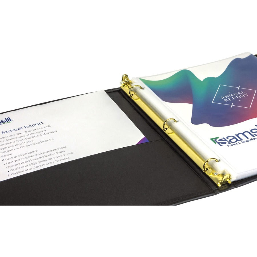 samsill-classic-collection-executive-presentation-binder-1-2-binder-capacity-letter-8-1-2-x-11-sheet-size-100-sheet-capacity-3-x-round-ring-fasteners-2-internal-pockets-vinyl-synthetic-leather-brass-black-116-lb-rigid-s_sam15110 - 6