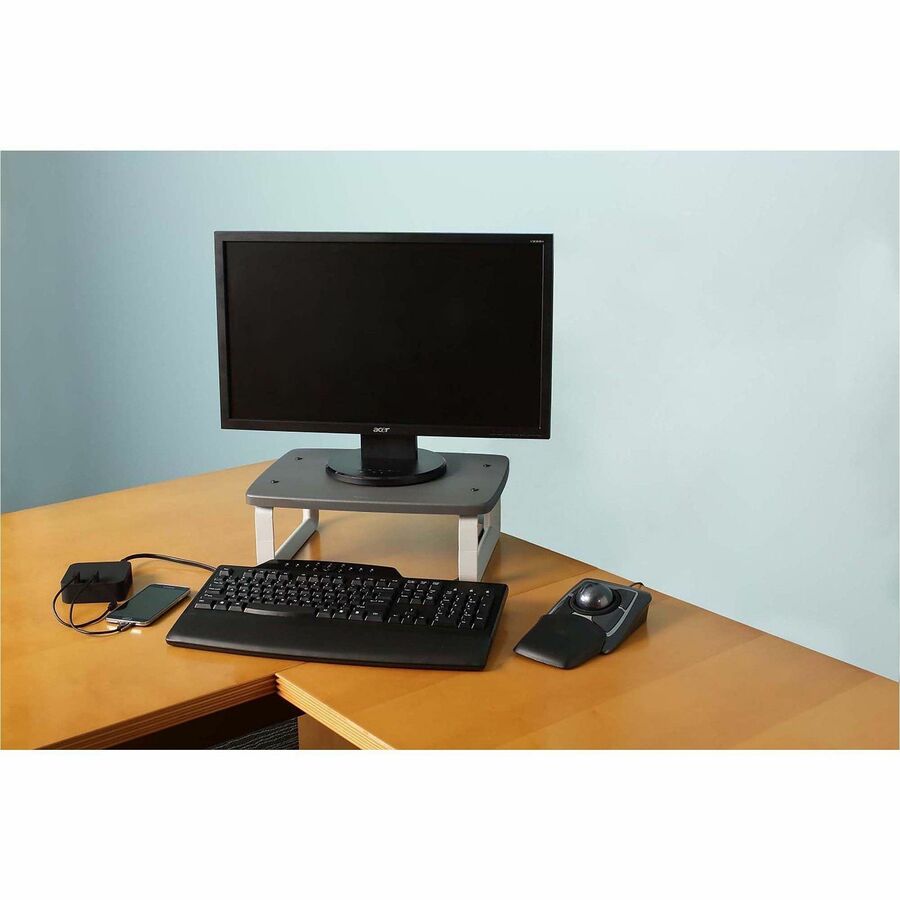 SmartFit Monitor Stand Plus, 16.2" x 2.2" x 3" to 6", Black, Supports 80 lbs