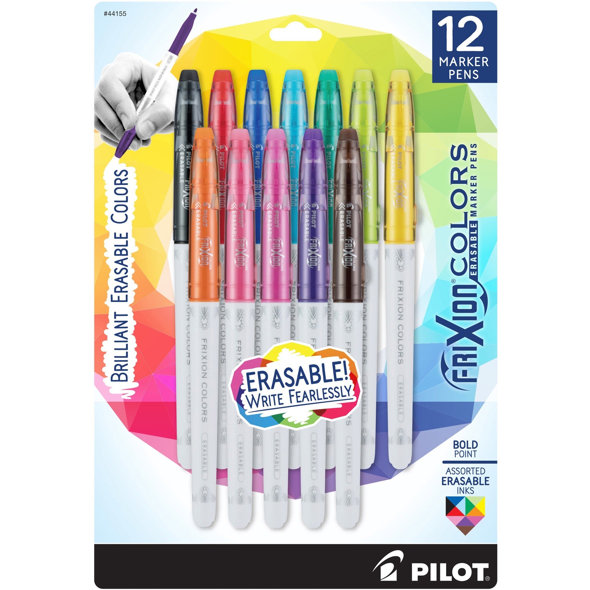 FriXion Colors Erasable Porous Point Pen, Stick, Bold 2.5 mm, 12 Assorted Ink and Barrel Colors, 12/Pack
