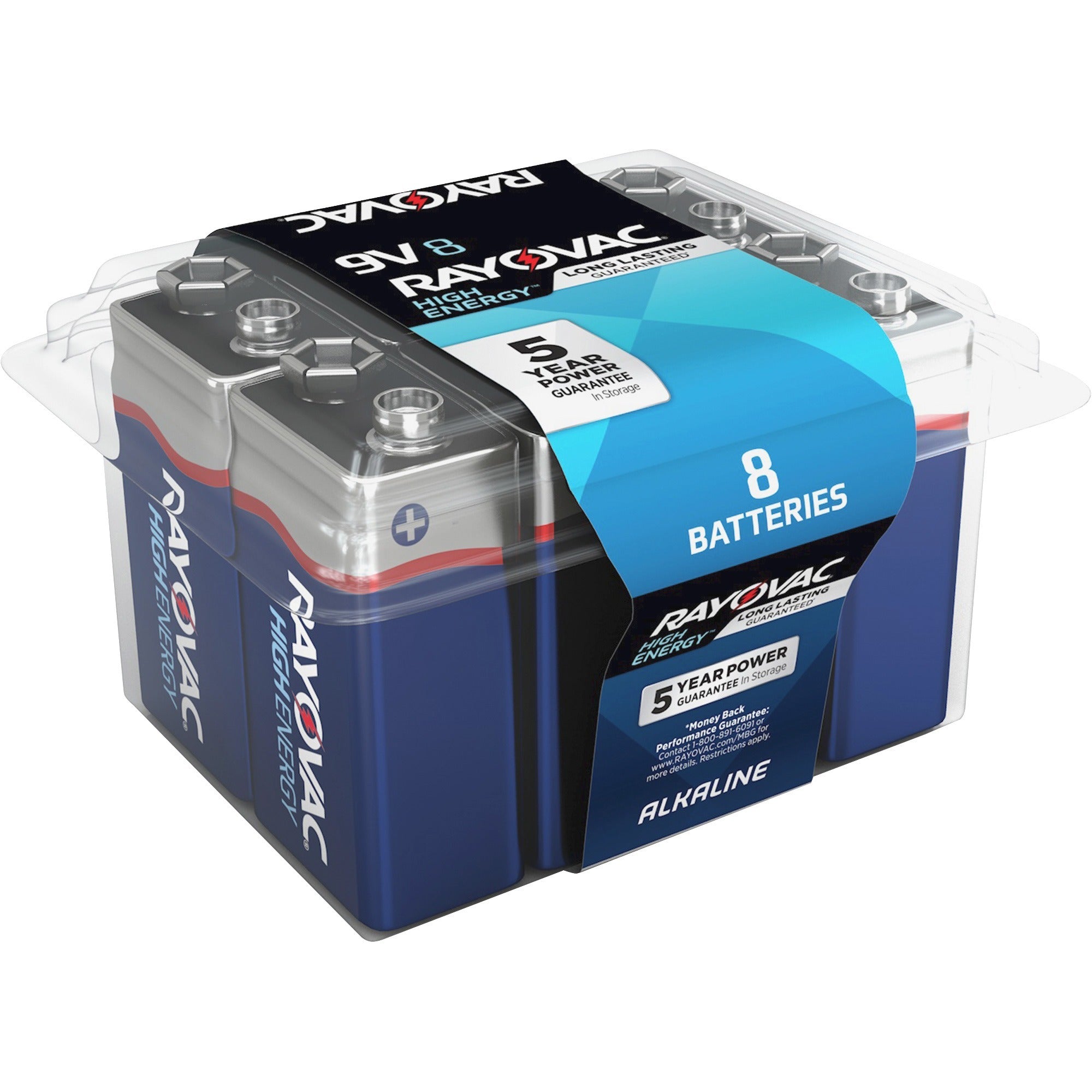 High Energy Premium Alkaline 9V Batteries, 8/Pack