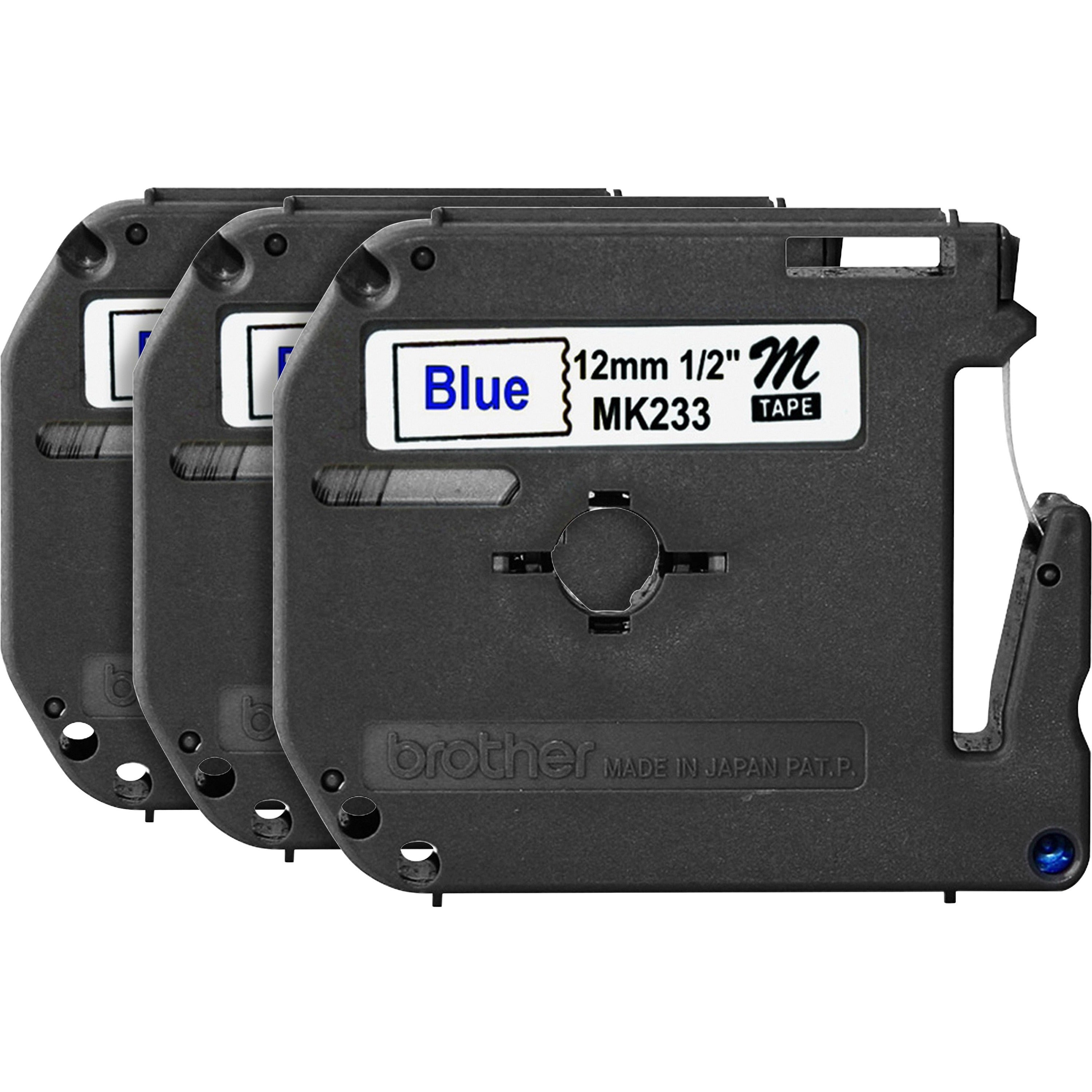 Brother P-touch Nonlaminated M Series Tape Cartridge - 1/2" Width x 26 1/5" Length - Rectangle - Direct Thermal - White - 3 / Bundle - Self-adhesive, Non-laminated