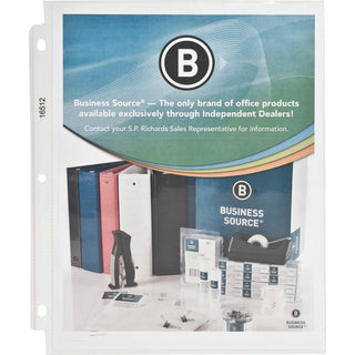 Business Source Sheet Protectors - For Letter 8 1/2" x 11" Sheet - 3 x Holes - Ring Binder - Top Loading - Rectangular - Clear - Polypropylene - 250 / Bundle