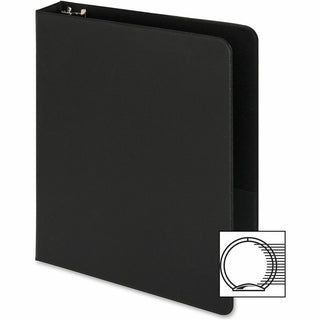 Business Source Basic Round Ring Binders - 1" Binder Capacity - 240 Sheet Capacity - 3 x Round Ring Fastener(s) - Inside Front & Back Pocket(s) - Chipboard, Polypropylene - Black - Exposed Rivet, Sturdy, Open and Closed Triggers - 4 / Bundle
