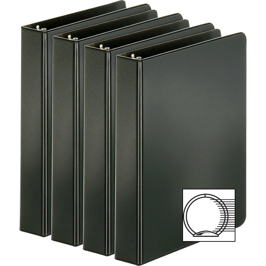 business-source-basic-round-ring-binders-1-binder-capacity-240-sheet-capacity-3-x-round-ring-fasteners-inside-front-&-back-pockets-chipboard-polypropylene-black-exposed-rivet-sturdy-open-and-closed-triggers-4-bundle_bsn28523bd - 4