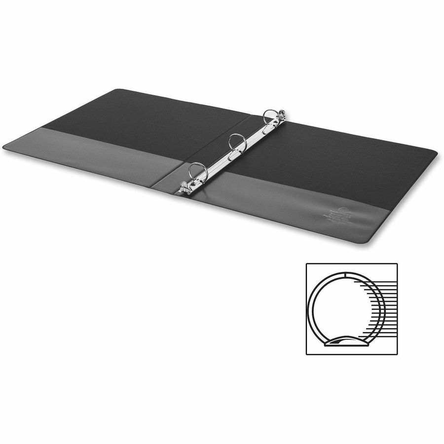 Business Source Basic Round Ring Binders - 1" Binder Capacity - 240 Sheet Capacity - 3 x Round Ring Fastener(s) - Inside Front & Back Pocket(s) - Chipboard, Polypropylene - Black - Exposed Rivet, Sturdy, Open and Closed Triggers - 4 / Bundle