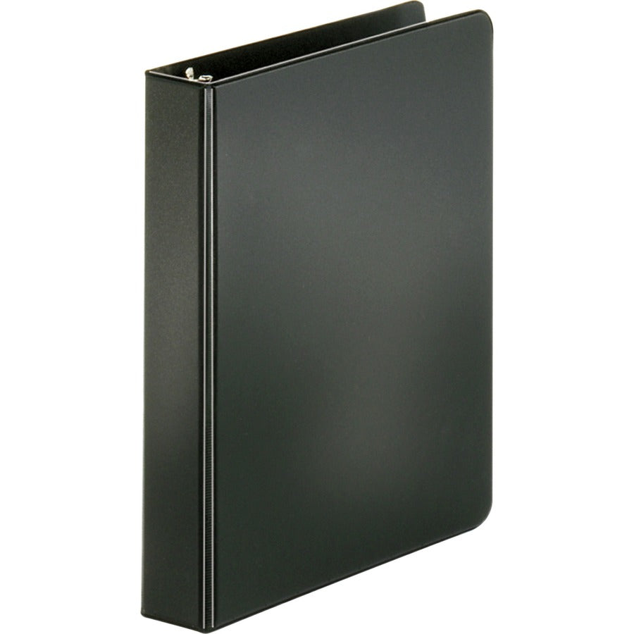 Business Source Basic Round Ring Binders - 1" Binder Capacity - 240 Sheet Capacity - 3 x Round Ring Fastener(s) - Inside Front & Back Pocket(s) - Chipboard, Polypropylene - Black - Exposed Rivet, Sturdy, Open and Closed Triggers - 4 / Bundle