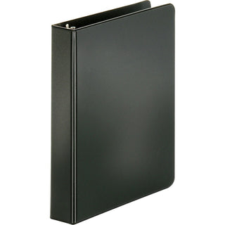Business Source Basic Round Ring Binders - 1" Binder Capacity - 240 Sheet Capacity - 3 x Round Ring Fastener(s) - Inside Front & Back Pocket(s) - Chipboard, Polypropylene - Black - Exposed Rivet, Sturdy, Open and Closed Triggers - 4 / Bundle