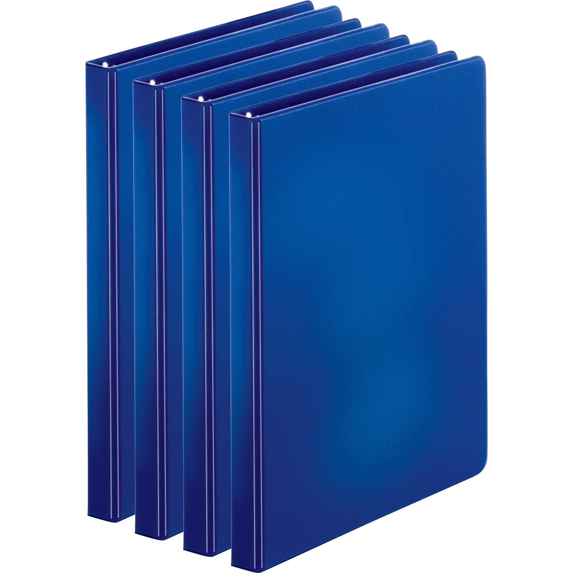 business-source-basic-round-ring-binders-1-2-binder-capacity-letter-8-1-2-x-11-sheet-size-125-sheet-capacity-3-x-round-ring-fasteners-internal-pockets-chipboard-polypropylene-dark-blue-exposed-rivet-sturdy-4-bundle_bsn28525bd - 1