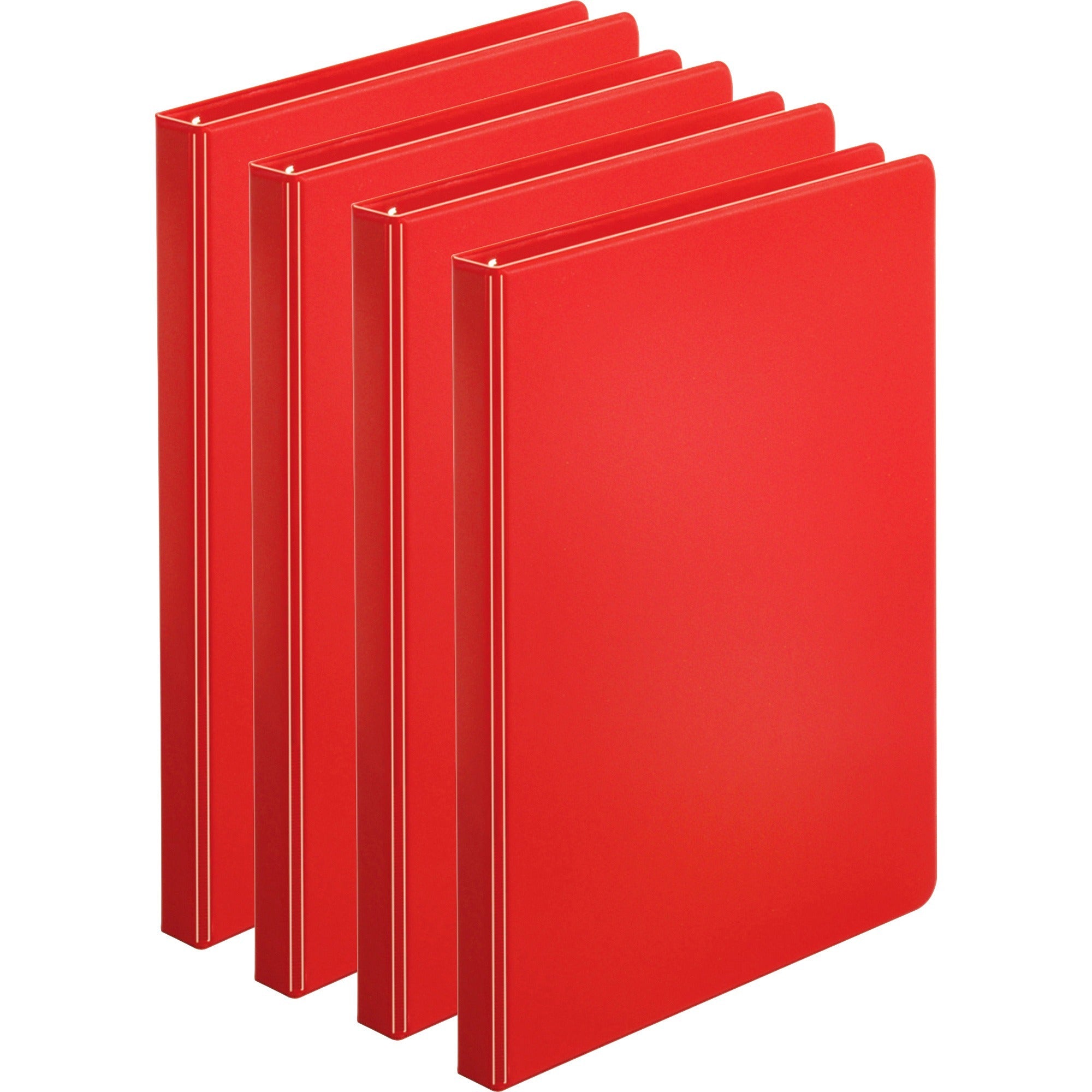 business-source-basic-round-ring-binders-1-2-binder-capacity-letter-8-1-2-x-11-sheet-size-125-sheet-capacity-3-x-round-ring-fasteners-internal-pockets-chipboard-polypropylene-red-exposed-rivet-sturdy-4-bundle_bsn28527bd - 1