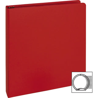 Business Source Basic Round Ring Binders - 1" Binder Capacity - Letter - 8 1/2" x 11" Sheet Size - 225 Sheet Capacity - 3 x Round Ring Fastener(s) - Internal Pocket(s) - Chipboard, Polypropylene - Red - Exposed Rivet, Sturdy - 4 / Bundle