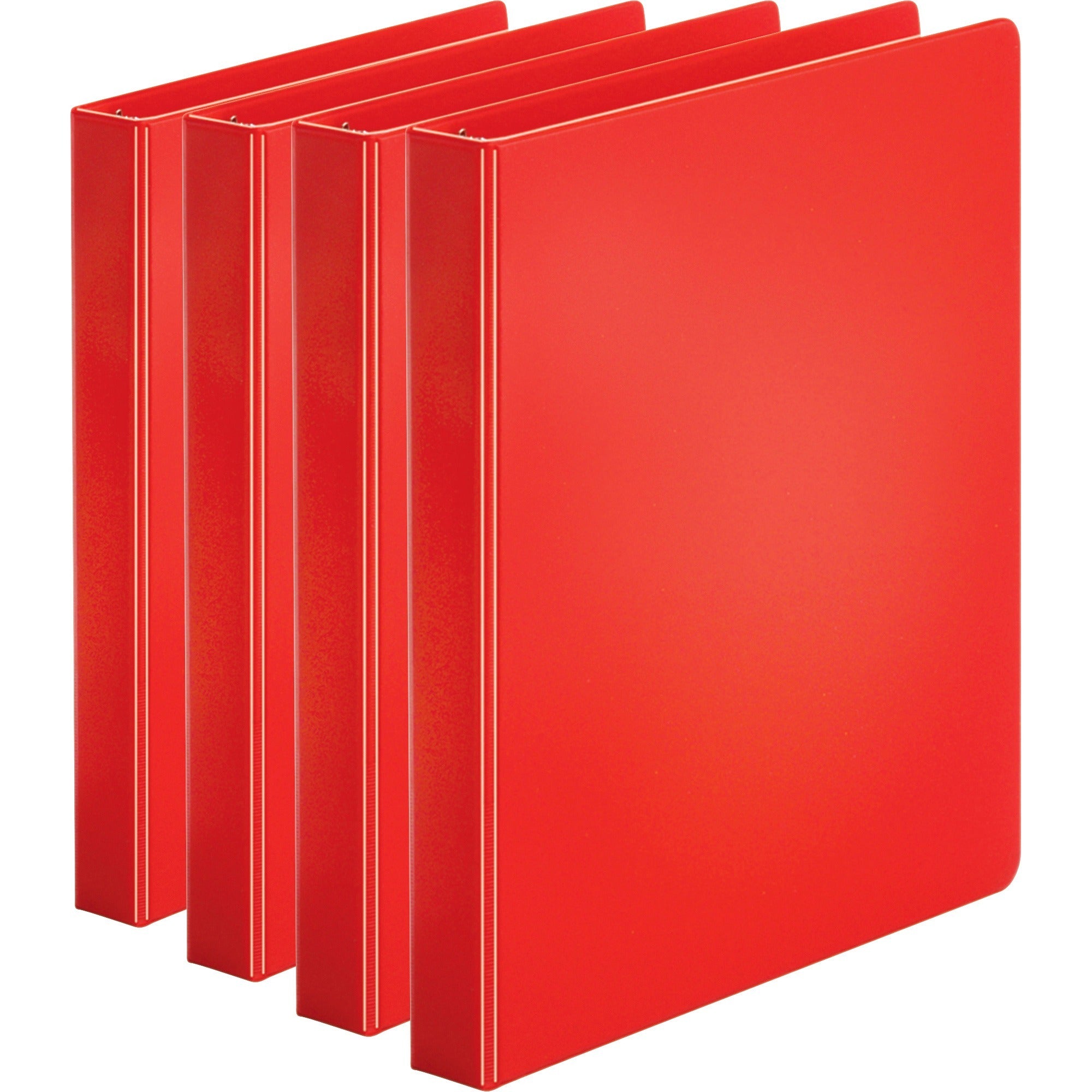 business-source-basic-round-ring-binders-1-binder-capacity-letter-8-1-2-x-11-sheet-size-225-sheet-capacity-3-x-round-ring-fasteners-internal-pockets-chipboard-polypropylene-red-exposed-rivet-sturdy-4-bundle_bsn28550bd - 1