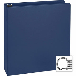 Business Source Basic Round Ring Binders - 1 1/2" Binder Capacity - Letter - 8 1/2" x 11" Sheet Size - 350 Sheet Capacity - 3 x Round Ring Fastener(s) - Internal Pocket(s) - Chipboard, Polypropylene - Dark Blue - Exposed Rivet, Sturdy - 4 / Bundle